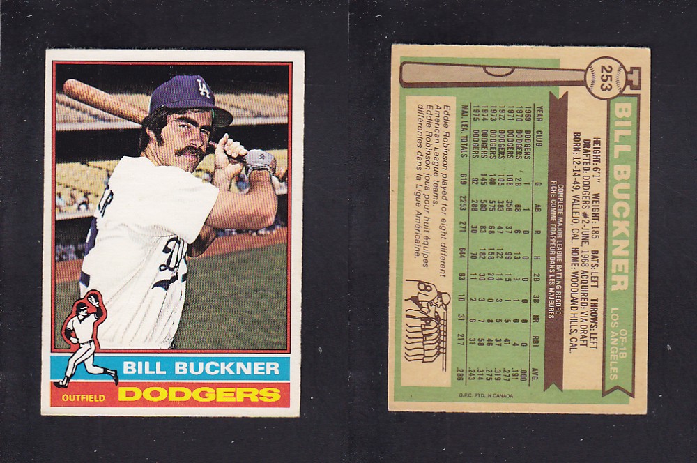 1976 O-PEE-CHEE BASEBALL CARD #253 B. BUCKNER photo 1976 O-PEE-CHEE BASEBALL CARD #253 B. BUCKNER photo