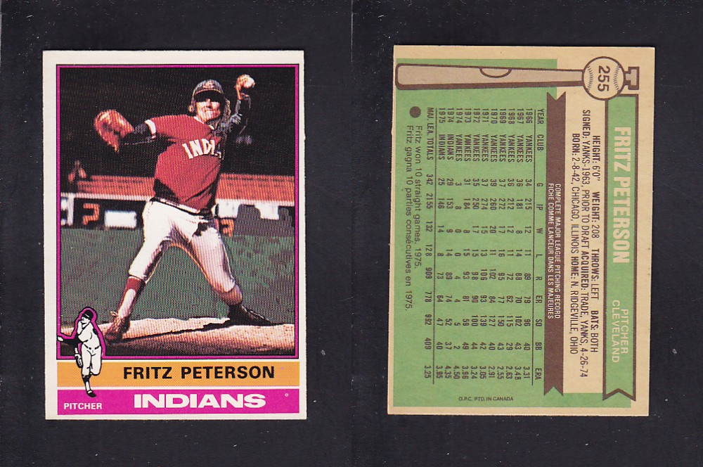 1976 O-PEE-CHEE BASEBALL CARD #255 F. PETERSON photo 1976 O-PEE-CHEE BASEBALL CARD #255 F. PETERSON photo