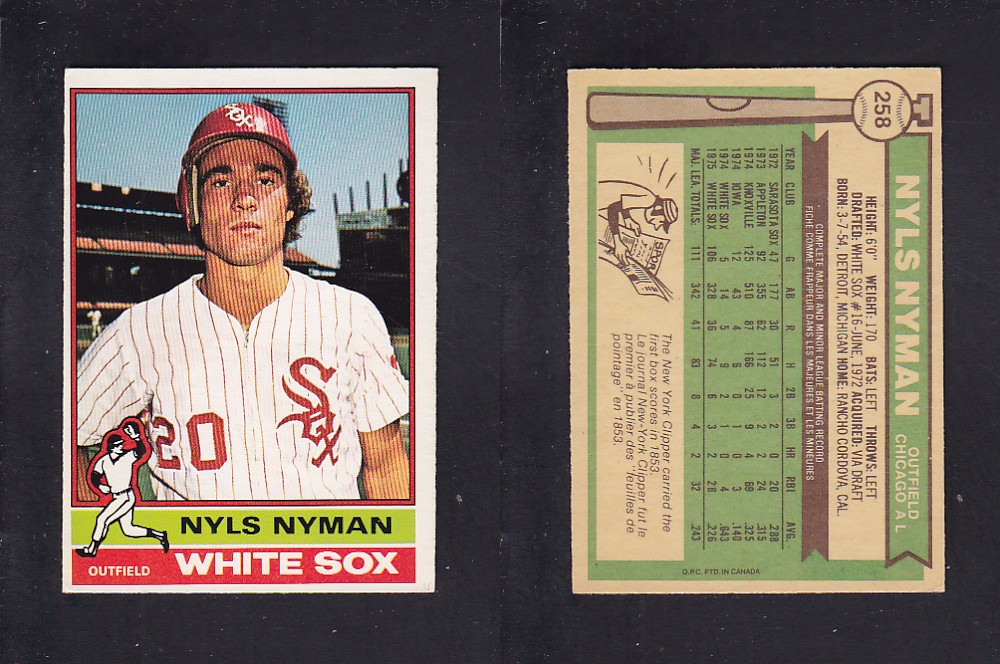1976 O-PEE-CHEE BASEBALL CARD #258 N. NYMAN photo 1976 O-PEE-CHEE BASEBALL CARD #258 N. NYMAN photo
