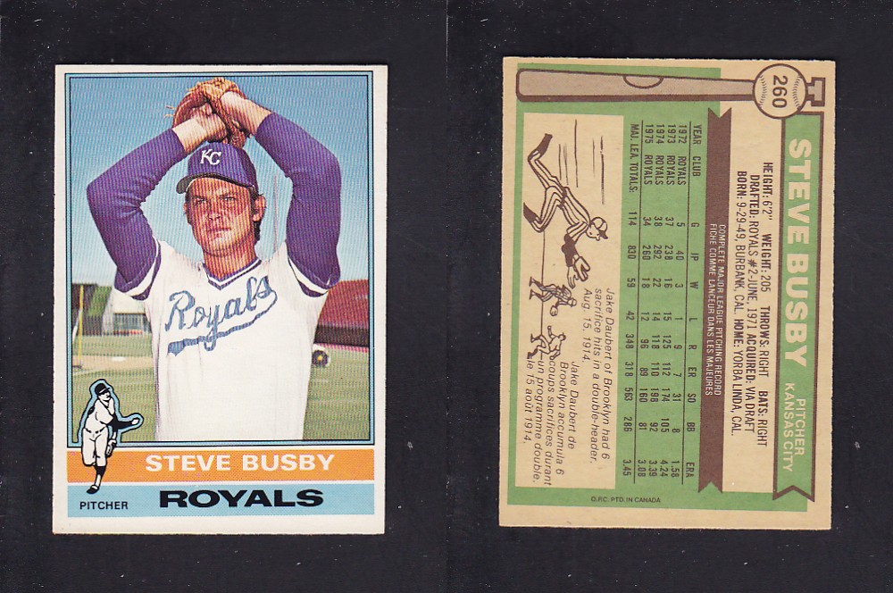 1976 O-PEE-CHEE BASEBALL CARD #260 S. BUSBY photo