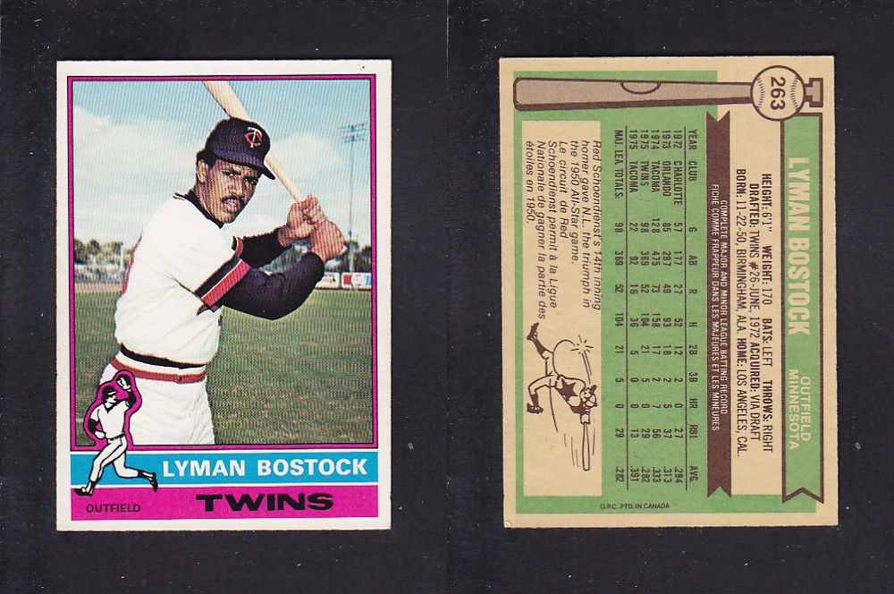 1976 O-PEE-CHEE BASEBALL CARD #263 L. BOSTOCK photo 1976 O-PEE-CHEE BASEBALL CARD #263 L. BOSTOCK photo