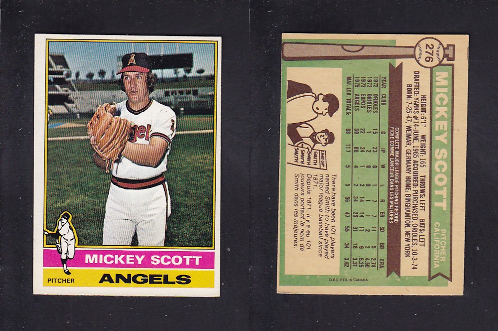 1976 O-PEE-CHEE BASEBALL CARD #276 M. SCOTT photo
