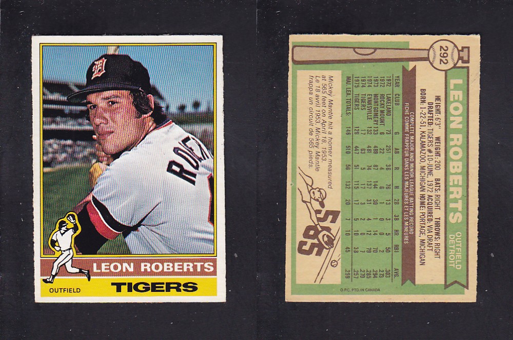 1976 O-PEE-CHEE BASEBALL CARD #292 L. ROBERTS photo 1976 O-PEE-CHEE BASEBALL CARD #292 L. ROBERTS photo
