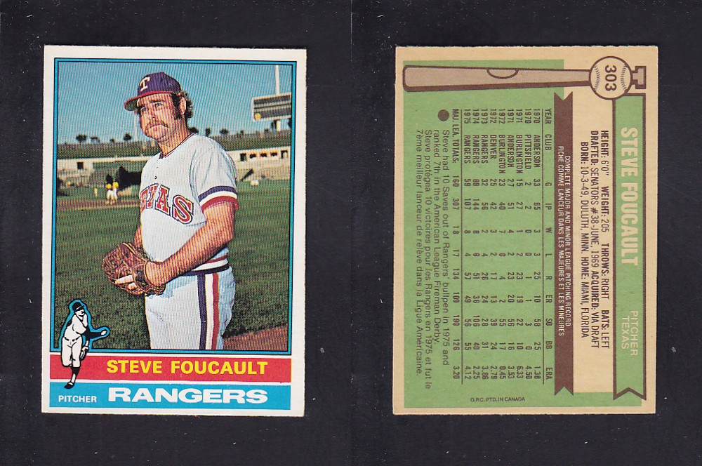 1976 O-PEE-CHEE BASEBALL CARD #303 S. FOUCAULT photo 1976 O-PEE-CHEE BASEBALL CARD #303 S. FOUCAULT photo