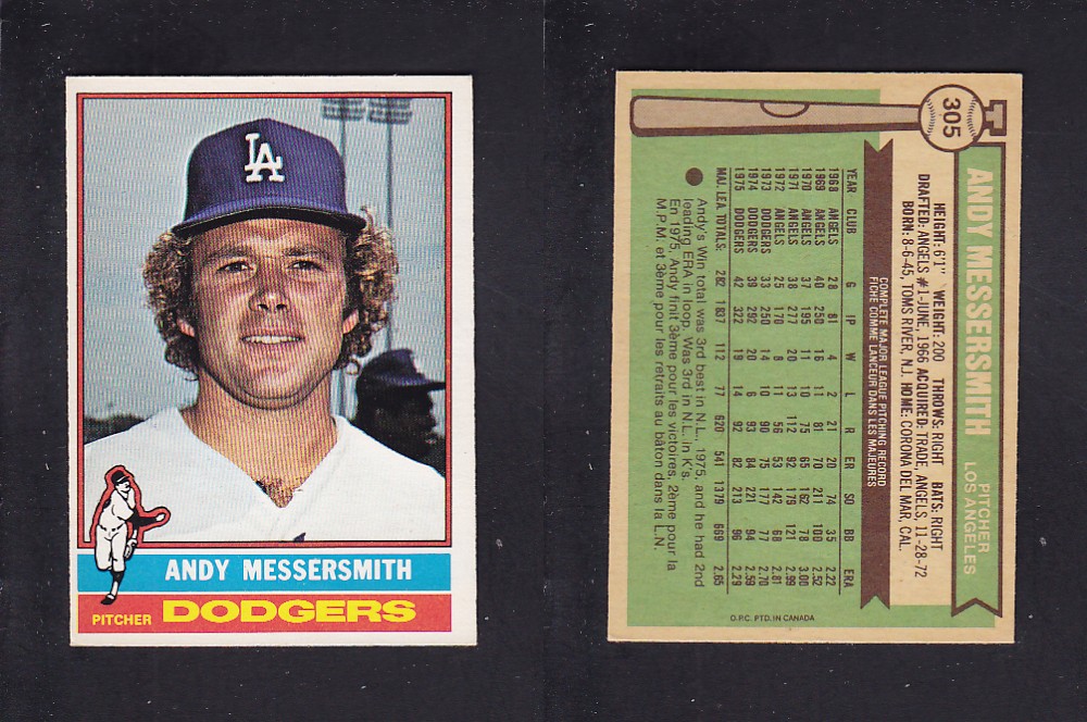 1976 O-PEE-CHEE BASEBALL CARD #305 A. MESSERSMITH photo 1976 O-PEE-CHEE BASEBALL CARD #305 A. MESSERSMITH photo