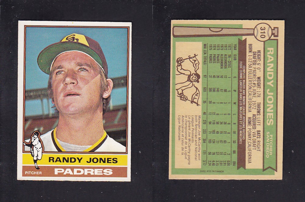 1976 O-PEE-CHEE BASEBALL CARD #310 R. JONES photo 1976 O-PEE-CHEE BASEBALL CARD #310 R. JONES photo