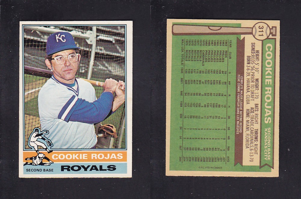 1976 O-PEE-CHEE BASEBALL CARD #311 C. ROJAS photo