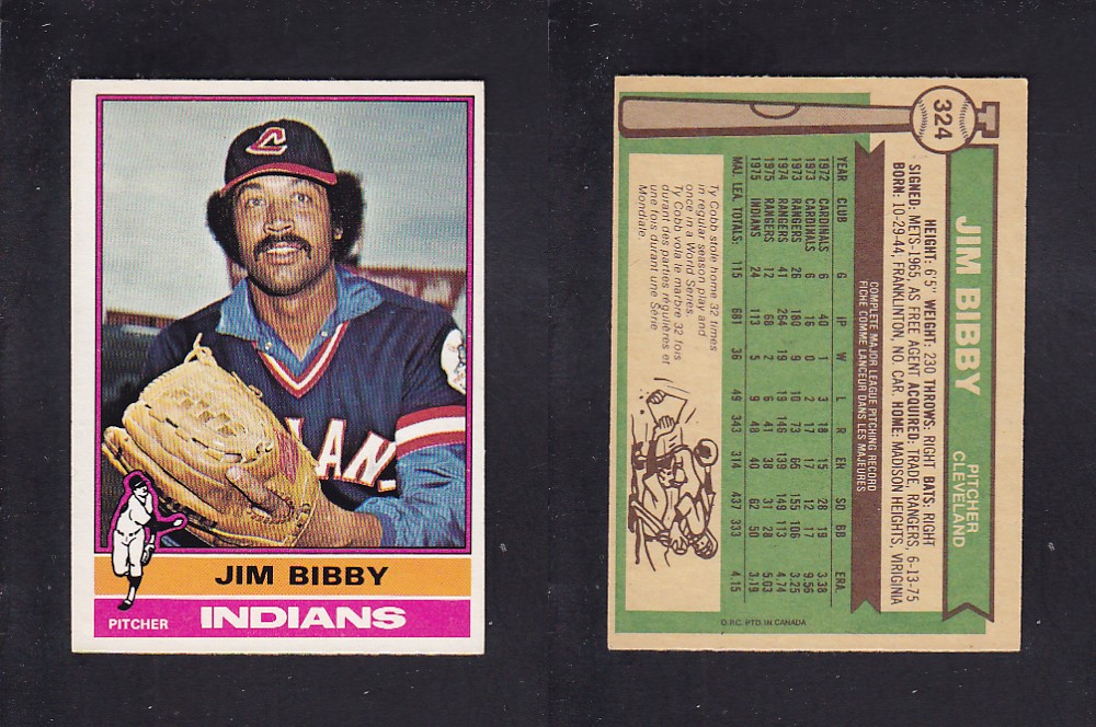 1976 O-PEE-CHEE BASEBALL CARD #324 J. BIBBY photo 1976 O-PEE-CHEE BASEBALL CARD #324 J. BIBBY photo