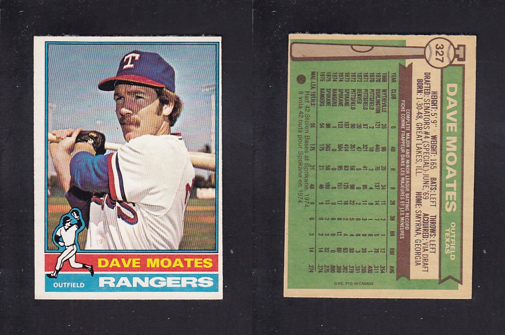 1976 O-PEE-CHEE BASEBALL CARD #327 D. MOATES photo