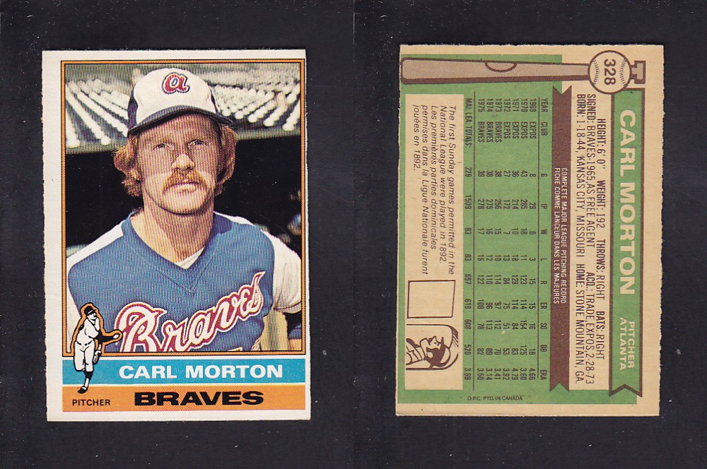 1976 O-PEE-CHEE BASEBALL CARD #328 C. MORTON photo 1976 O-PEE-CHEE BASEBALL CARD #328 C. MORTON photo