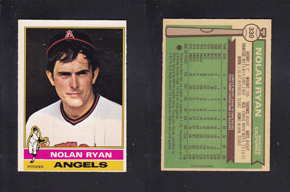 1976 O-PEE-CHEE BASEBALL CARD #330 N. RYAN photo 1976 O-PEE-CHEE BASEBALL CARD #330 N. RYAN photo