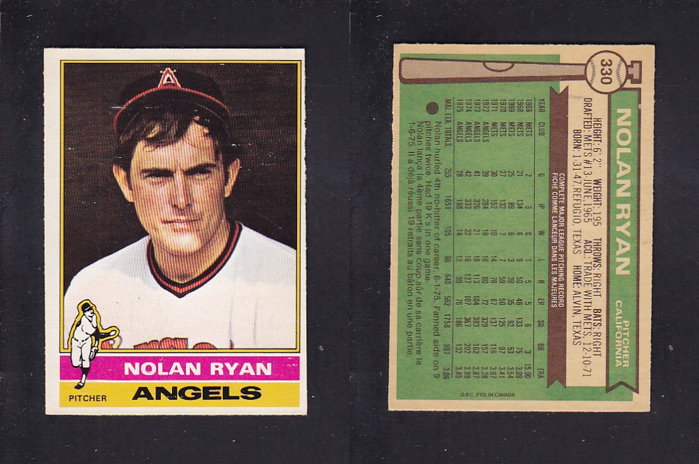 1976 O-PEE-CHEE BASEBALL CARD #330 N. RYAN photo