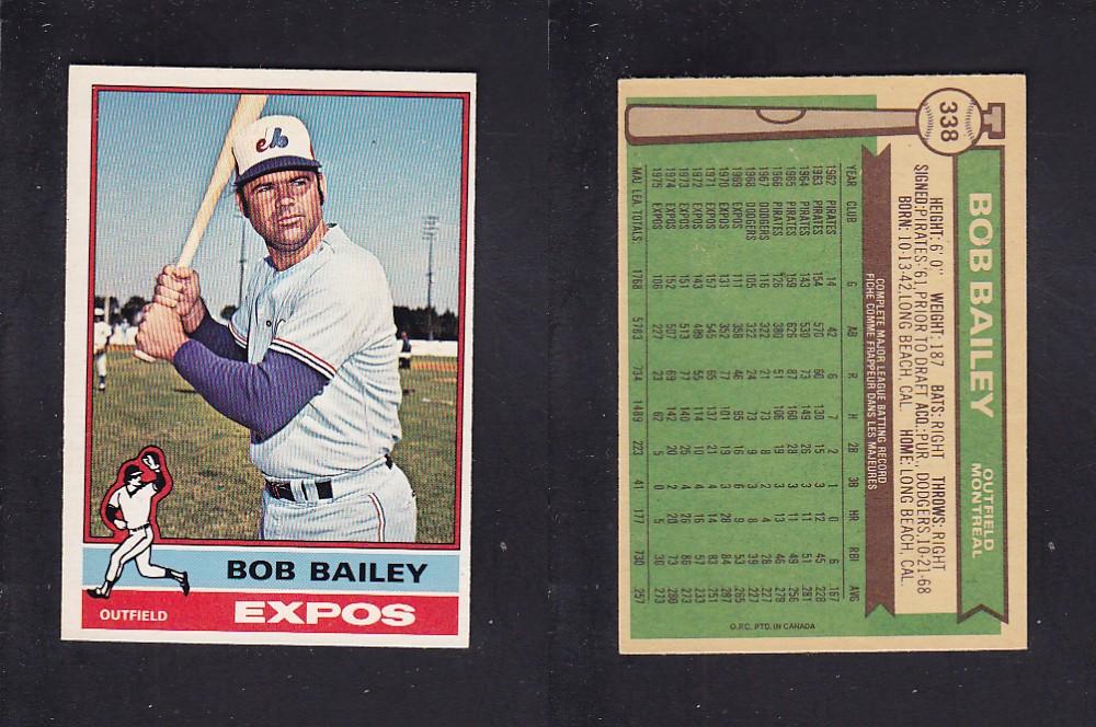 1976 O-PEE-CHEE BASEBALL CARD #338 B. BAILEY photo 1976 O-PEE-CHEE BASEBALL CARD #338 B. BAILEY photo