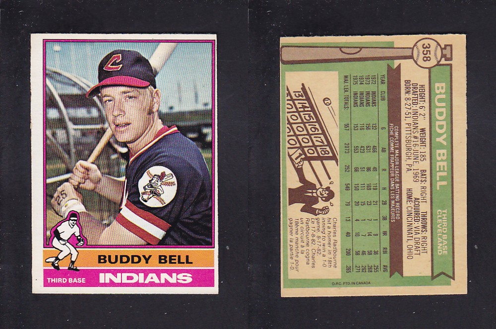 1976 O-PEE-CHEE BASEBALL CARD #358 B. BELL photo 1976 O-PEE-CHEE BASEBALL CARD #358 B. BELL photo