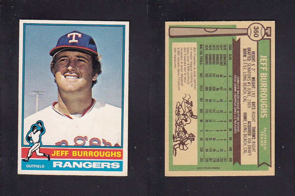 1976 O-PEE-CHEE BASEBALL CARD #360 J. BURROUGHS photo 1976 O-PEE-CHEE BASEBALL CARD #360 J. BURROUGHS photo