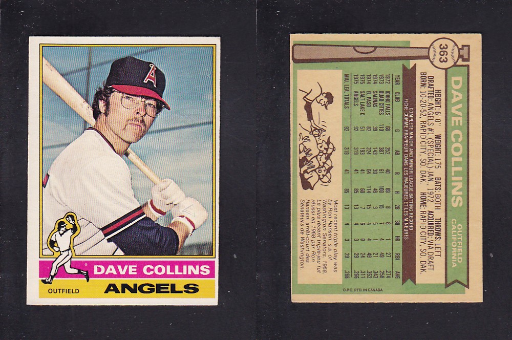 1976 O-PEE-CHEE BASEBALL CARD #363 D. COLLINS photo 1976 O-PEE-CHEE BASEBALL CARD #363 D. COLLINS photo