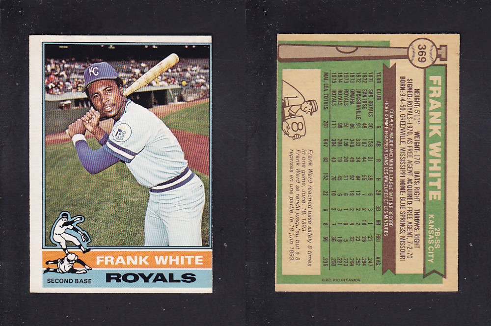 1976 O-PEE-CHEE BASEBALL CARD #369 F. WHITE photo