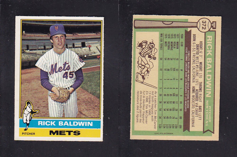 1976 O-PEE-CHEE BASEBALL CARD #372 R. BALDWIN photo