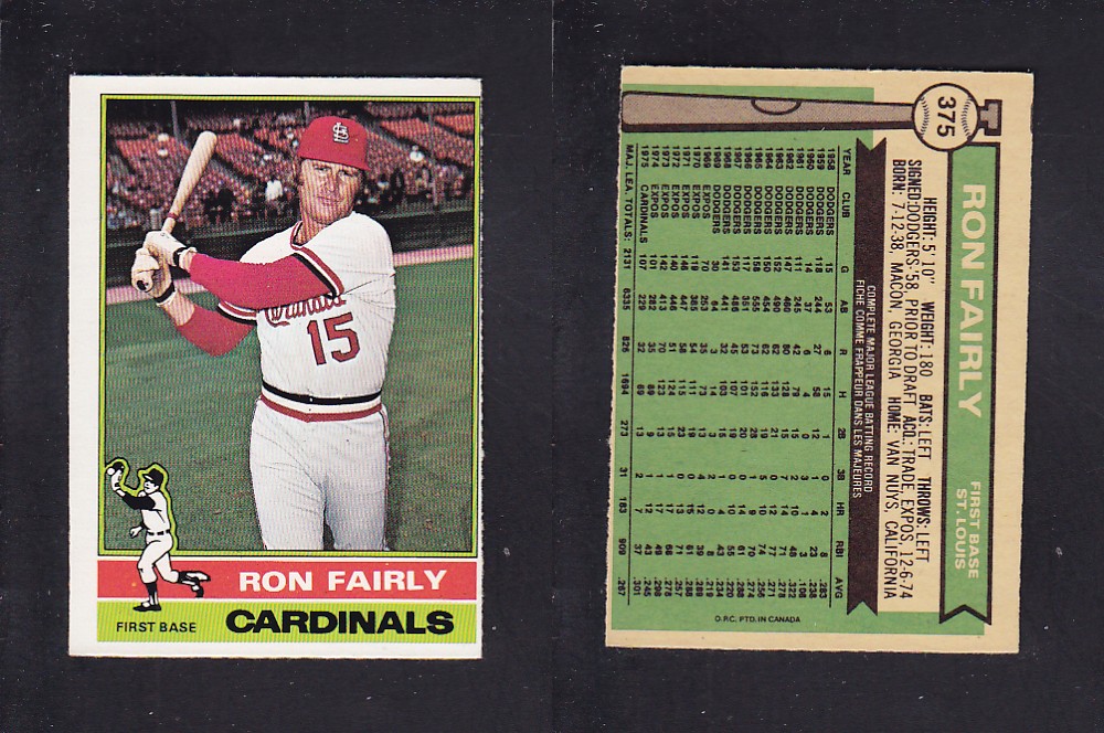 1976 O-PEE-CHEE BASEBALL CARD #375 R. FAIRLY photo