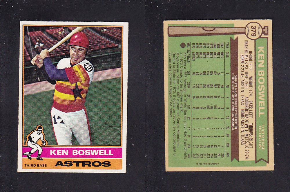 1976 O-PEE-CHEE BASEBALL CARD #379 K. BOSWELL photo 1976 O-PEE-CHEE BASEBALL CARD #379 K. BOSWELL photo