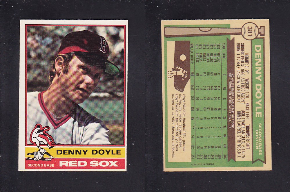 1976 O-PEE-CHEE BASEBALL CARD #381 D. DOYLE photo 1976 O-PEE-CHEE BASEBALL CARD #381 D. DOYLE photo
