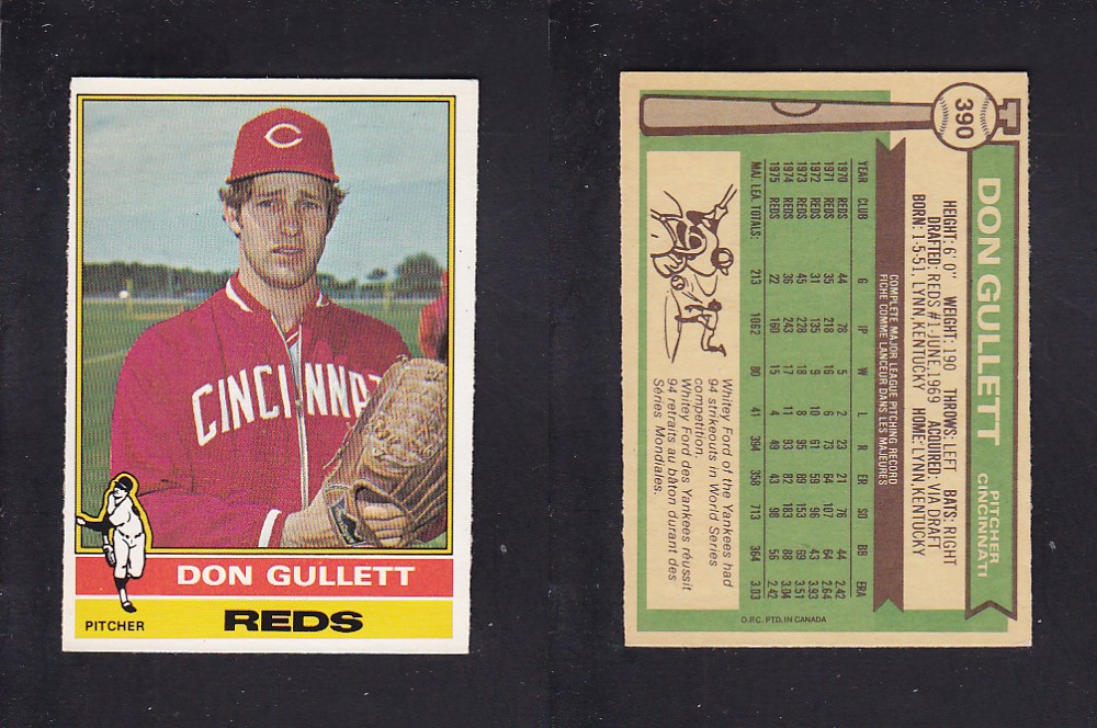 1976 O-PEE-CHEE BASEBALL CARD #390 D. GULLETT photo