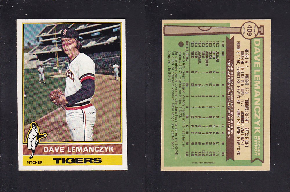 1976 O-PEE-CHEE BASEBALL CARD #409 D. LEMANCZYK photo 1976 O-PEE-CHEE BASEBALL CARD #409 D. LEMANCZYK photo