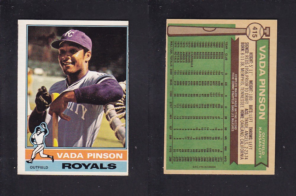 1976 O-PEE-CHEE BASEBALL CARD #415 V. PINSON photo 1976 O-PEE-CHEE BASEBALL CARD #415 V. PINSON photo