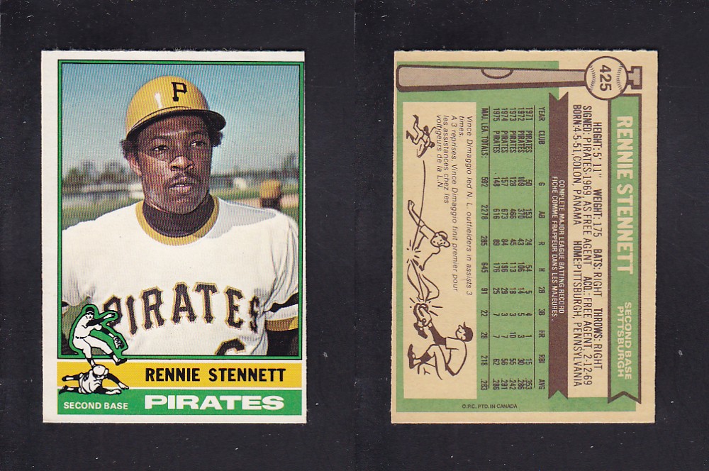 1976 O-PEE-CHEE BASEBALL CARD #425 R. STENNETT photo 1976 O-PEE-CHEE BASEBALL CARD #425 R. STENNETT photo