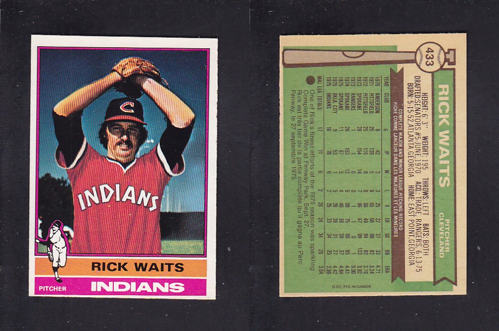 1976 O-PEE-CHEE BASEBALL CARD #433 R. WAITS photo 1976 O-PEE-CHEE BASEBALL CARD #433 R. WAITS photo