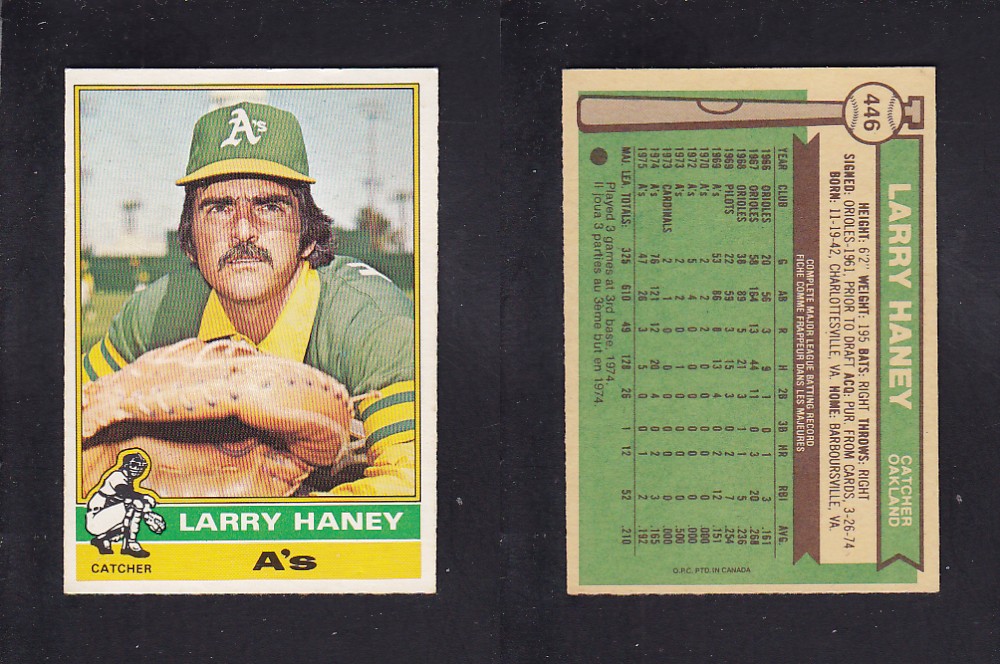 1976 O-PEE-CHEE BASEBALL CARD #446 L. HANEY photo 1976 O-PEE-CHEE BASEBALL CARD #446 L. HANEY photo