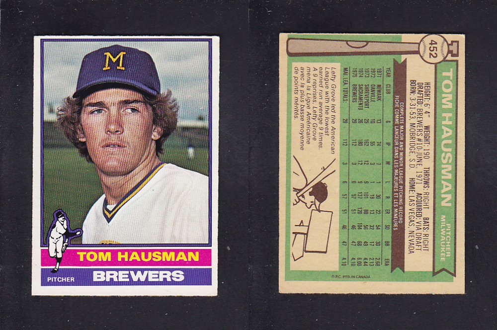 1976 O-PEE-CHEE BASEBALL CARD #452 T. HAUSMAN photo 1976 O-PEE-CHEE BASEBALL CARD #452 T. HAUSMAN photo