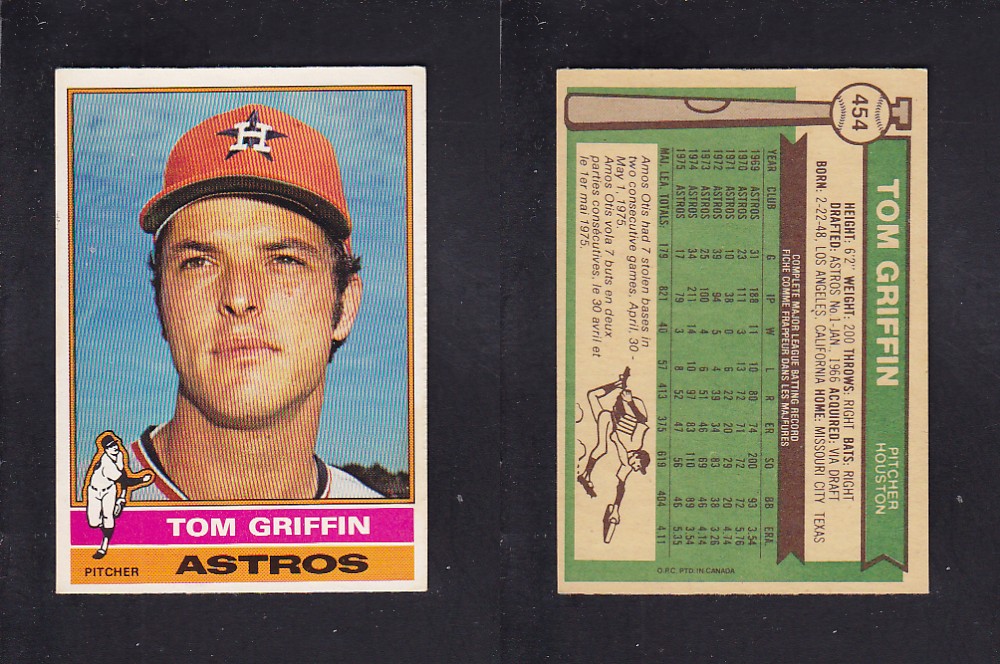 1976 O-PEE-CHEE BASEBALL CARD #454 T. GRIFFIN photo