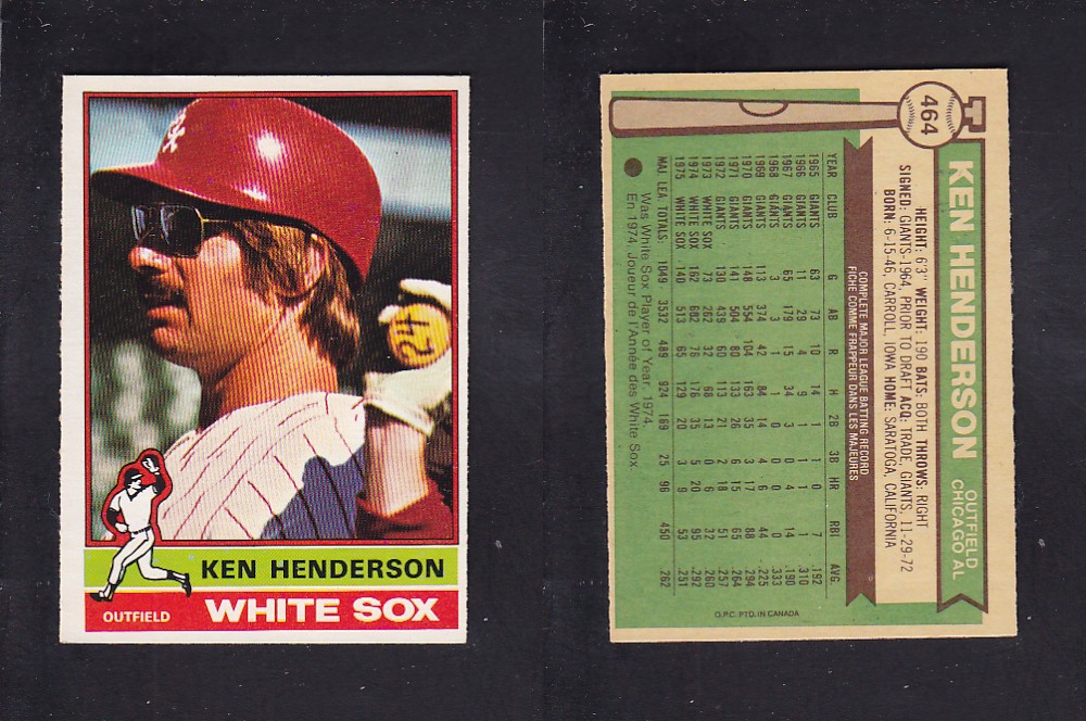 1976 O-PEE-CHEE BASEBALL CARD #464 K. HENDERSON photo 1976 O-PEE-CHEE BASEBALL CARD #464 K. HENDERSON photo