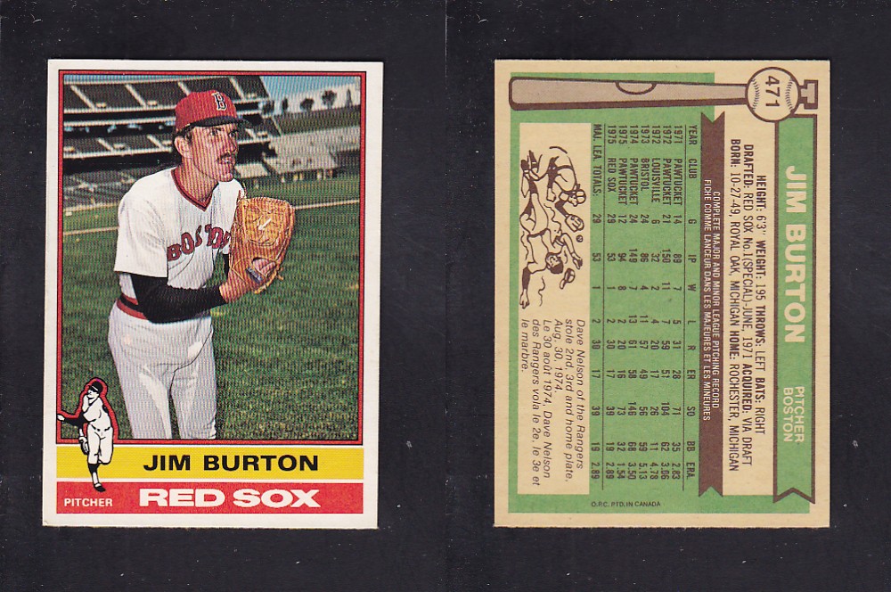 1976 O-PEE-CHEE BASEBALL CARD #471 J. BURTON photo 1976 O-PEE-CHEE BASEBALL CARD #471 J. BURTON photo
