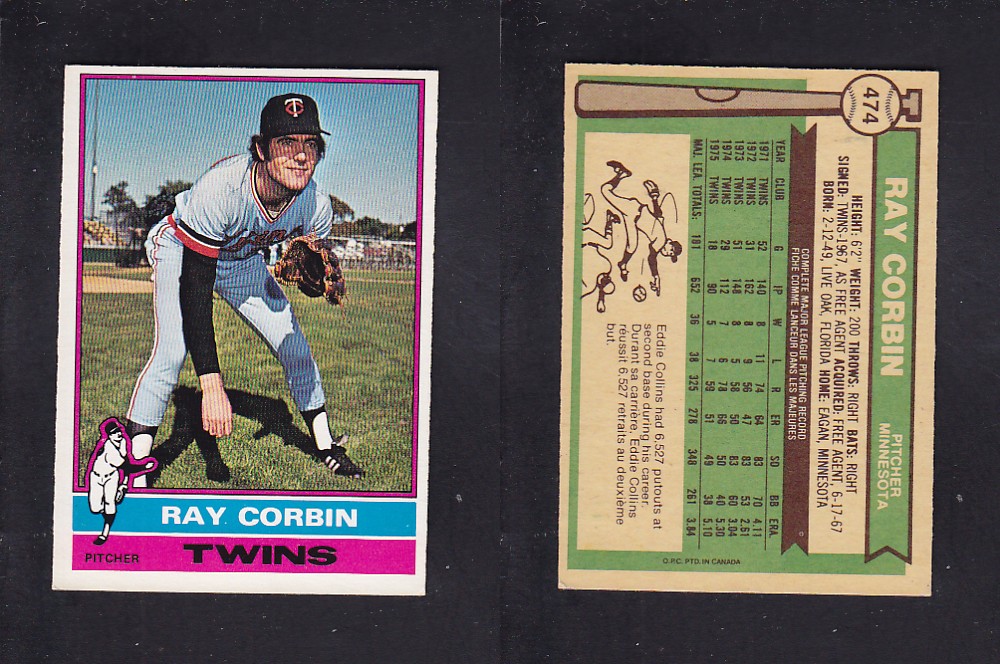 1976 O-PEE-CHEE BASEBALL CARD #474 R. CORBIN photo 1976 O-PEE-CHEE BASEBALL CARD #474 R. CORBIN photo
