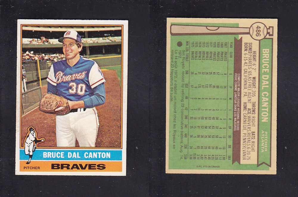 1976 O-PEE-CHEE BASEBALL CARD #486 B. DAL CANTON photo 1976 O-PEE-CHEE BASEBALL CARD #486 B. DAL CANTON photo