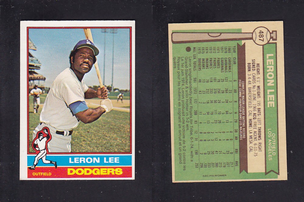 1976 O-PEE-CHEE BASEBALL CARD #487 L. LEE photo 1976 O-PEE-CHEE BASEBALL CARD #487 L. LEE photo