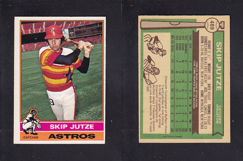 1976 O-PEE-CHEE BASEBALL CARD #489 S. JUTZE photo 1976 O-PEE-CHEE BASEBALL CARD #489 S. JUTZE photo