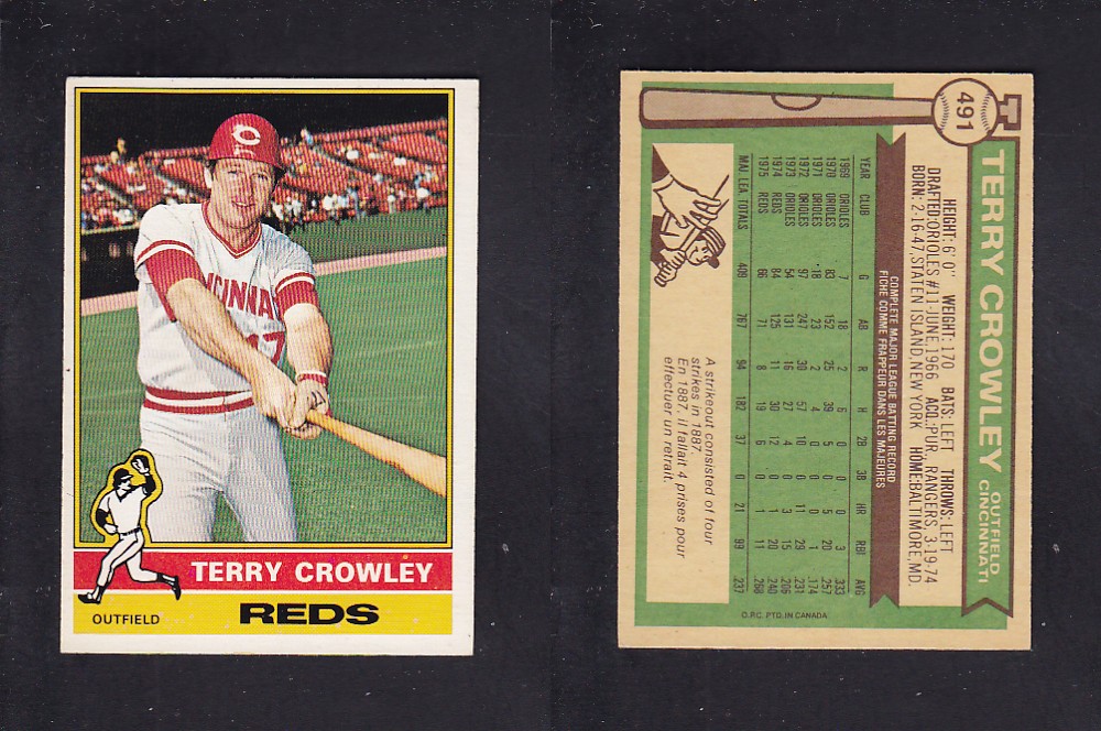 1976 O-PEE-CHEE BASEBALL CARD #491 T. CROWLEY photo 1976 O-PEE-CHEE BASEBALL CARD #491 T. CROWLEY photo