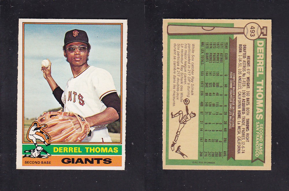 1976 O-PEE-CHEE BASEBALL CARD #493 D. THOMAS photo 1976 O-PEE-CHEE BASEBALL CARD #493 D. THOMAS photo