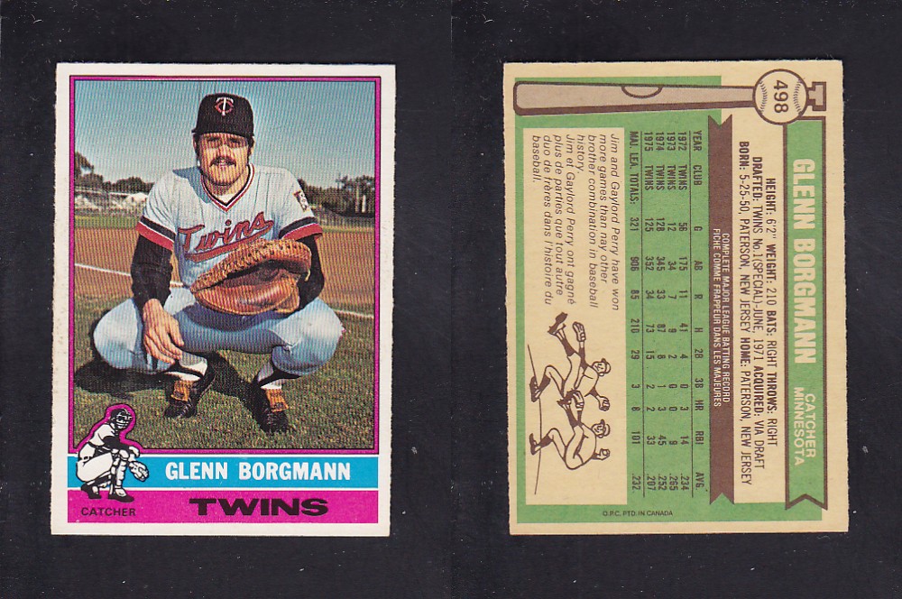 1976 O-PEE-CHEE BASEBALL CARD #498 G. BORGMAN photo 1976 O-PEE-CHEE BASEBALL CARD #498 G. BORGMAN photo