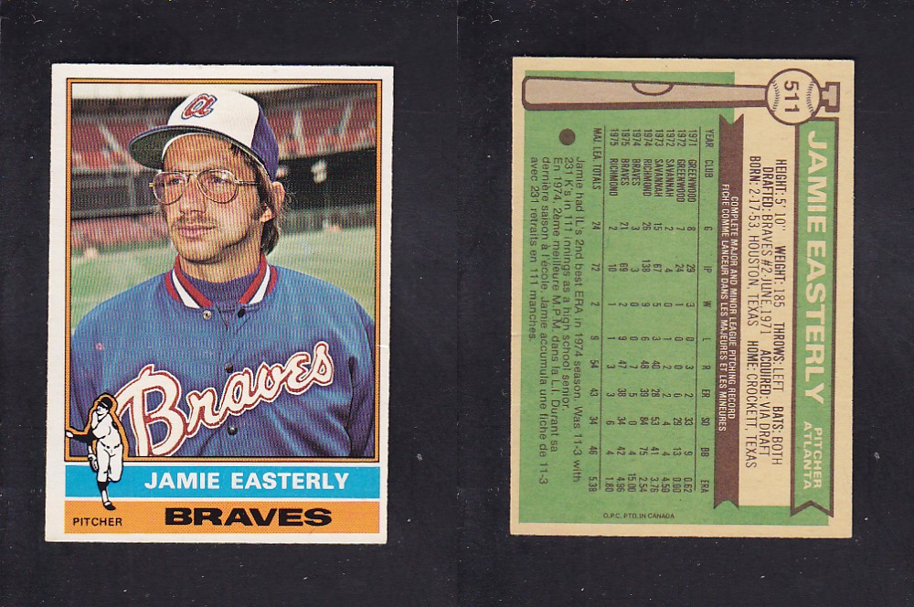 1976 O-PEE-CHEE BASEBALL CARD #511 J. EASTERLY photo 1976 O-PEE-CHEE BASEBALL CARD #511 J. EASTERLY photo