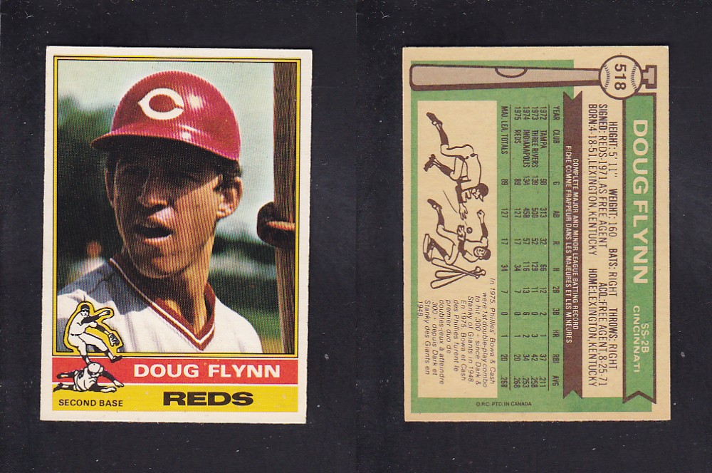 1976 O-PEE-CHEE BASEBALL CARD #518 D. FLYNN photo