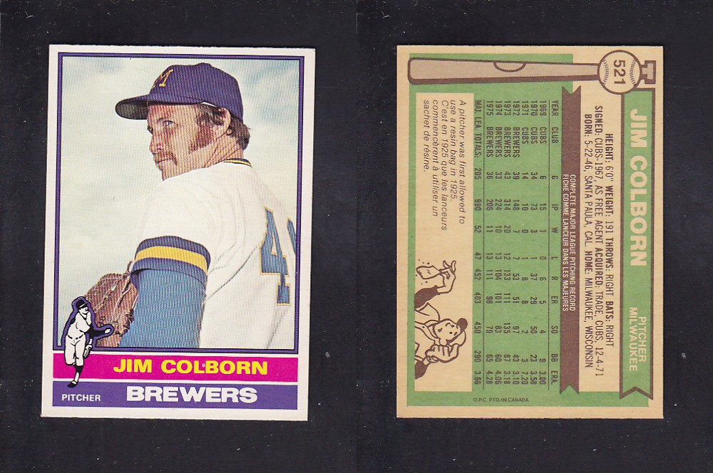 1976 O-PEE-CHEE BASEBALL CARD #521 J. COLBORN photo 1976 O-PEE-CHEE BASEBALL CARD #521 J. COLBORN photo