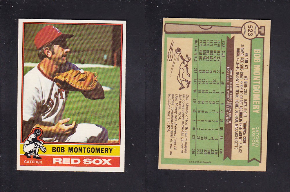 1976 O-PEE-CHEE BASEBALL CARD #523 B. MONTGOMERY photo 1976 O-PEE-CHEE BASEBALL CARD #523 B. MONTGOMERY photo
