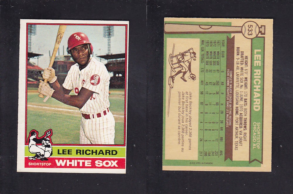 1976 O-PEE-CHEE BASEBALL CARD #533 L. RICHARD photo 1976 O-PEE-CHEE BASEBALL CARD #533 L. RICHARD photo