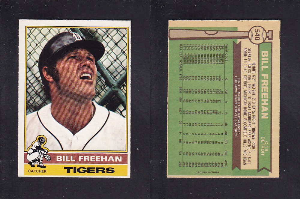 1976 O-PEE-CHEE BASEBALL CARD #540 B. FREEHAN photo 1976 O-PEE-CHEE BASEBALL CARD #540 B. FREEHAN photo
