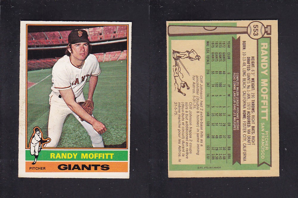 1976 O-PEE-CHEE BASEBALL CARD #553 R. MOFFITT photo 1976 O-PEE-CHEE BASEBALL CARD #553 R. MOFFITT photo