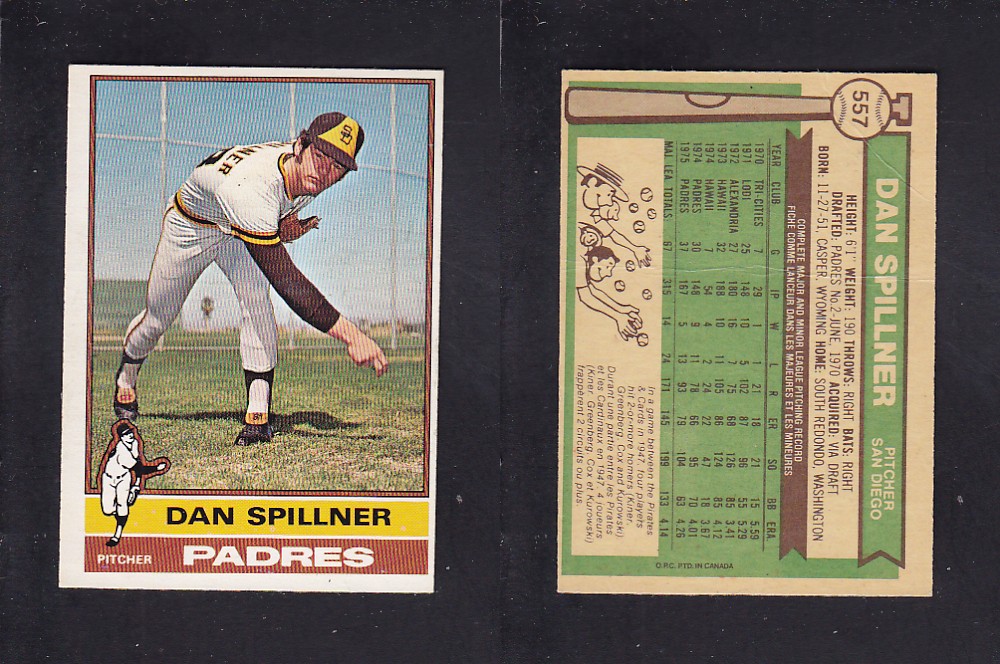 1976 O-PEE-CHEE BASEBALL CARD #557 D. SPILLNER photo